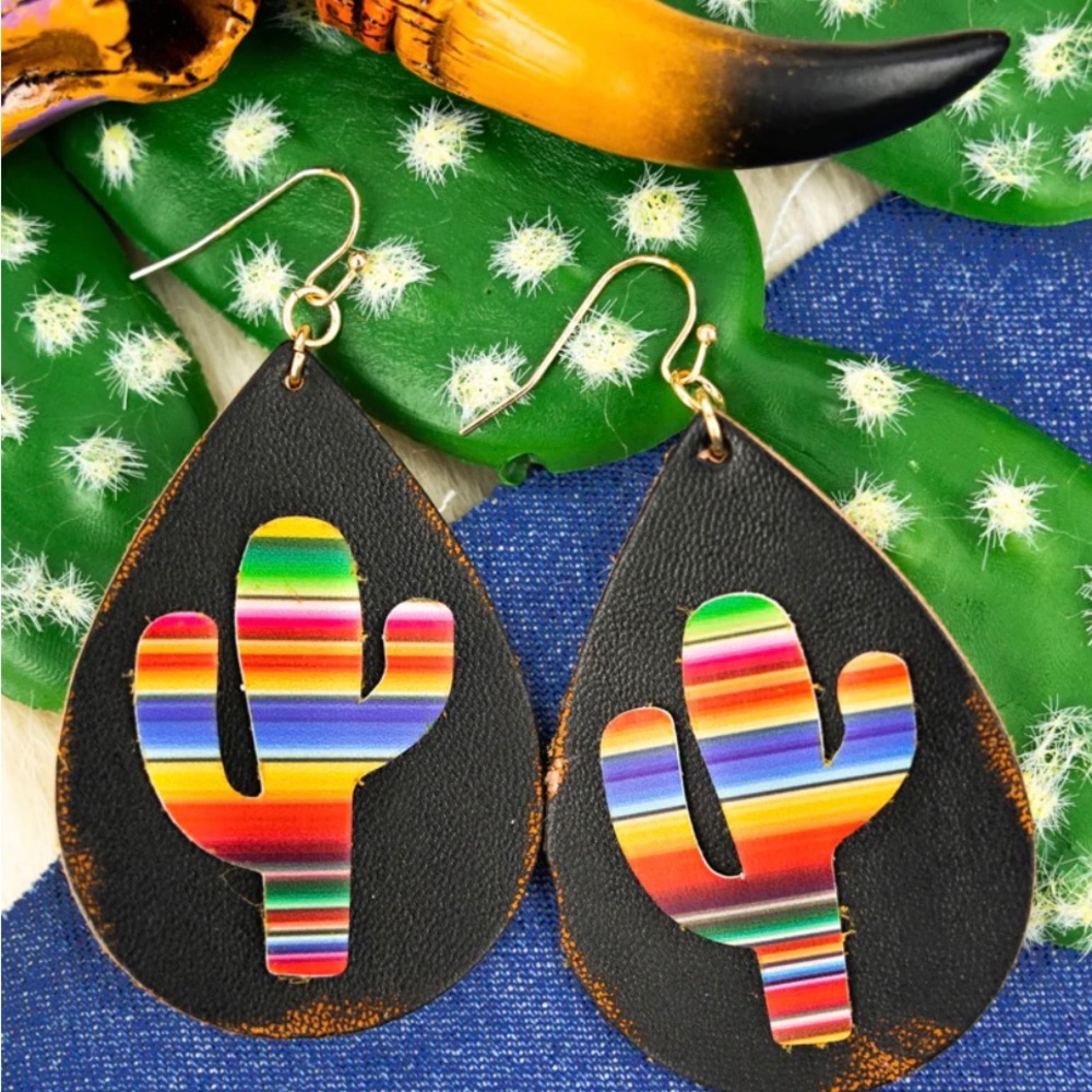 New!Serape Cactus earrings